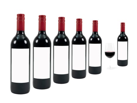 Red wine isolated against a white background