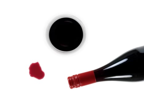 Red wine isolated against a white background