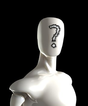 Faceless figure with a question mark on its face.