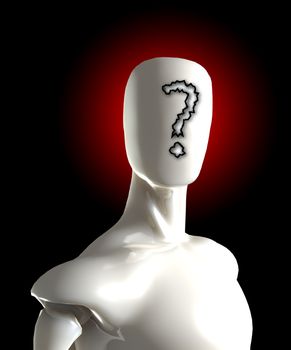 Faceless figure with a question mark on its face.