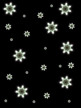Some snowflakes falling, the snowflakes are made out of fireworks.
