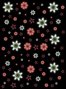 Some snowflakes falling, the snowflakes are made out of fireworks.
