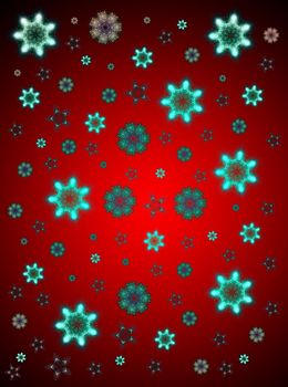 Some snowflakes falling, the snowflakes are made out of fireworks.