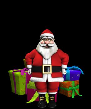Father Christmas with a lot of Christmas presents.