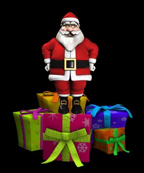 Father Christmas with a lot of Christmas presents.