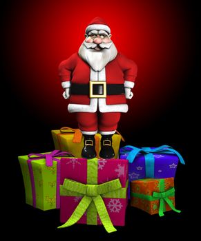 Father Christmas with a lot of Christmas presents.