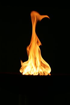 gas flame burning on a dark background