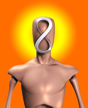 Blank faced figure with the an infinite Mobius strip.