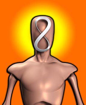 Blank faced figure with the an infinite Mobius strip.