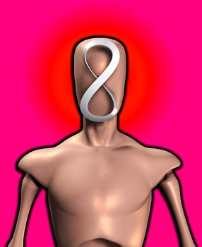 Blank faced figure with the an infinite Mobius strip.