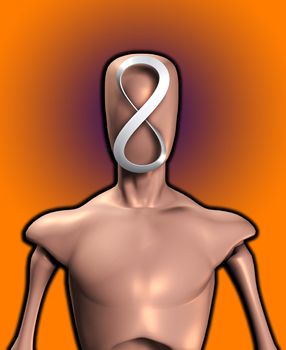 Blank faced figure with the an infinite Mobius strip.