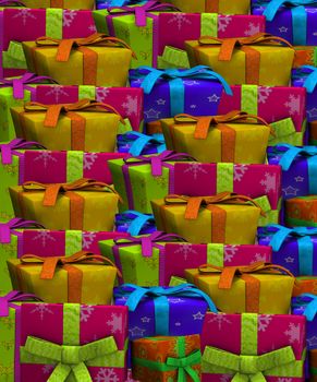 Background made out of lots of gifts and presents.
