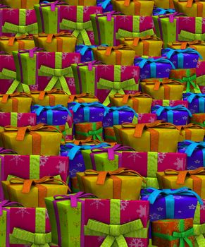 Background made out of lots of gifts and presents.
