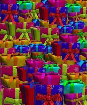 Background made out of lots of gifts and presents.
