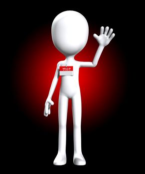 Blank faceless figure with a Hello my name is badge.
