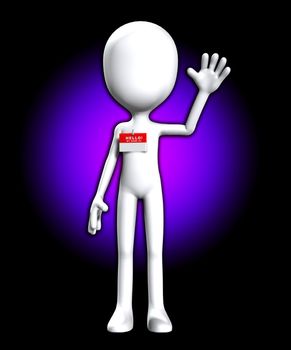 Blank faceless figure with a Hello my name is badge.
