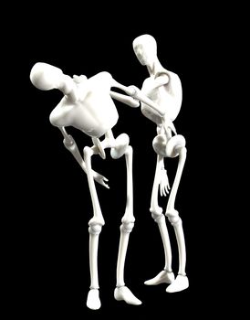 Two humanoids that are fighting with one another