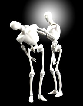 Two humanoids that are fighting with one another