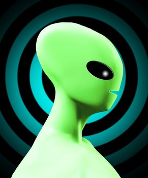 Simple side on profile of an alien being.