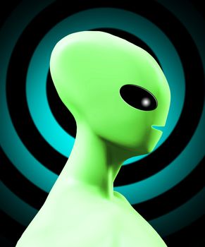 Simple side on profile of an alien being.