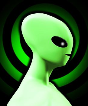 Simple side on profile of an alien being.