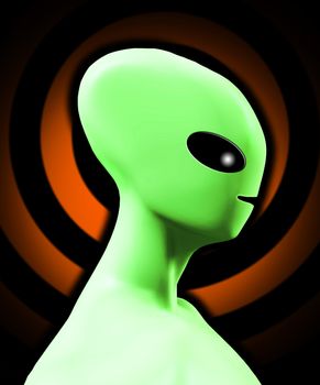Simple side on profile of an alien being.