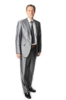 portrait of middle age businessman in austere suit