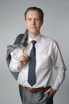 portrait of middle age businessman in austere suit