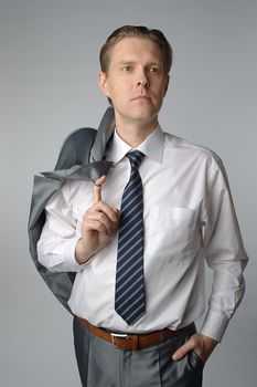 portrait of middle age businessman in austere suit