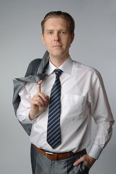 portrait of middle age businessman in austere suit