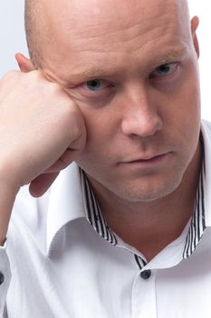 portrait of middle age businessman in austere suit