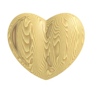 Wooden heart symbol on a white background