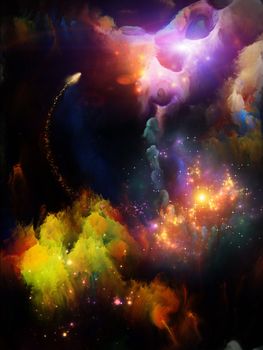 Never Worlds series. Composition of colorful dimensional fractal worlds on the subject of fantasy, dreams, creativity,  imagination and art