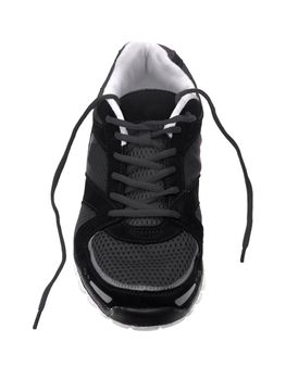 Black sports shoes isolated against a white background