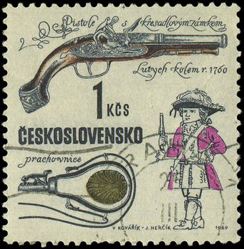 CZECHOSLOVAKIA - CIRCA 1969: A stamp printed in Czechoslovakia shows ancient gun, circa 1969