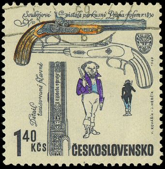 CZECHOSLOVAKIA - CIRCA 1969: A stamp printed in Czechoslovakia shows ancient gun, circa 1969