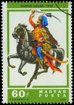 HUNGARY - CIRCA 1978: A stamp printed in Hungary shows Kuruc Lovas, circa 1978