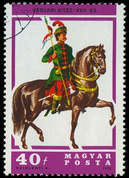 HUNGARY - CIRCA 1978: A stamp printed by Hungary, shows Hussar Lancer, circa 1978