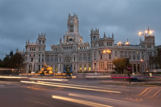 urban landscape of the night in Madrid, Spain
