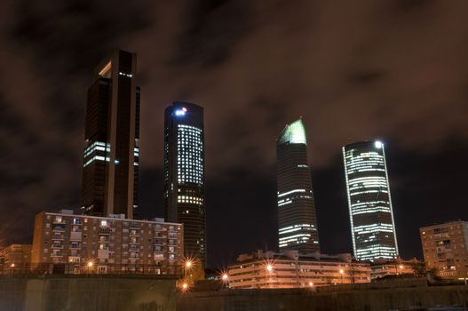 urban landscape of the night in Madrid, Spain