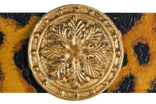 Close up of button decorated frame detail.