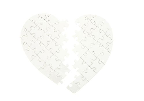 heart made from the puzzle on white