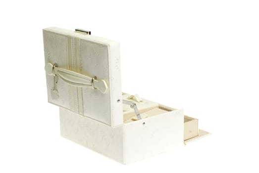 leather cosmetic box on white background