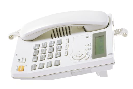 white office telephone on a white  background