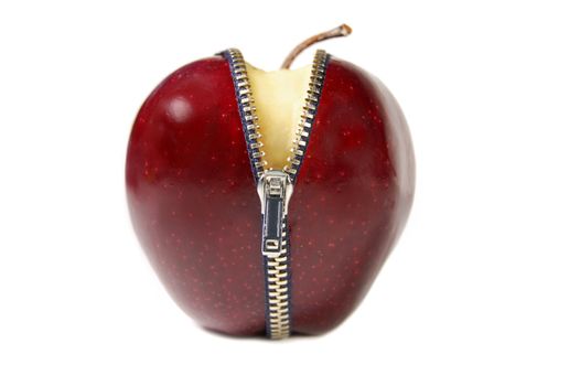 Red apple with a zip