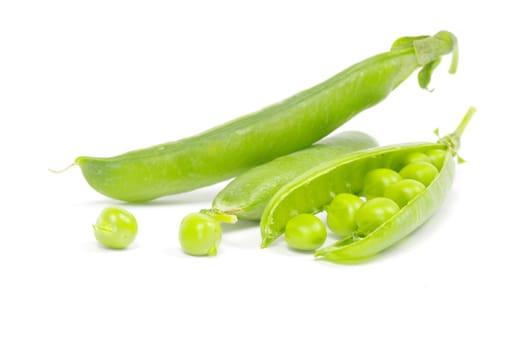 fresh green peas isolated on a white background