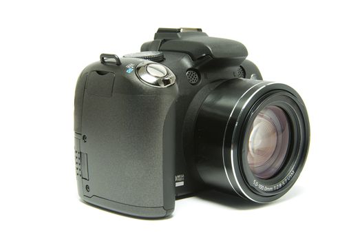 black digital camera isolated on a white