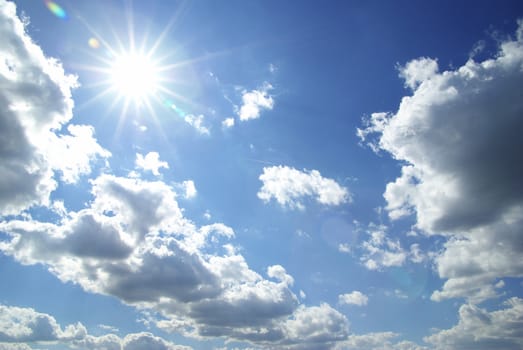 blue sky background with tiny clouds