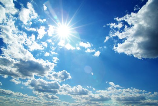blue sky background with tiny clouds
