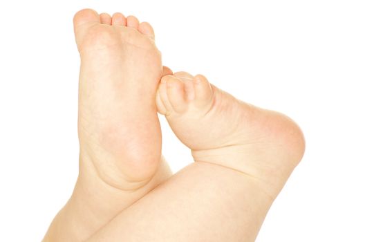 newborn baby feet isolated on white